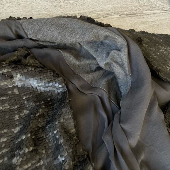 Free People Sequin Jacket Cardigan Small Grey Waterfall Party Sparkle Y2K - Picture 10 of 12